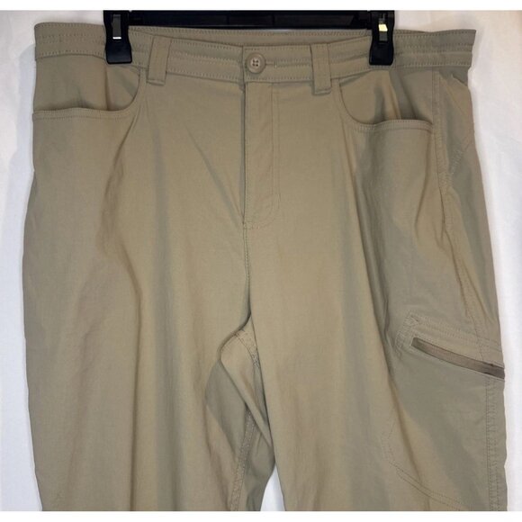 Eddie Bauer Women’s Tan Rainier Capri Crop Pants Sz 16 Stretch Outdoor Hiking - Picture 2 of 13